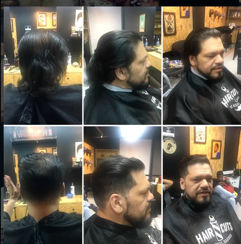 Transformação de cabelo longo para corte curto